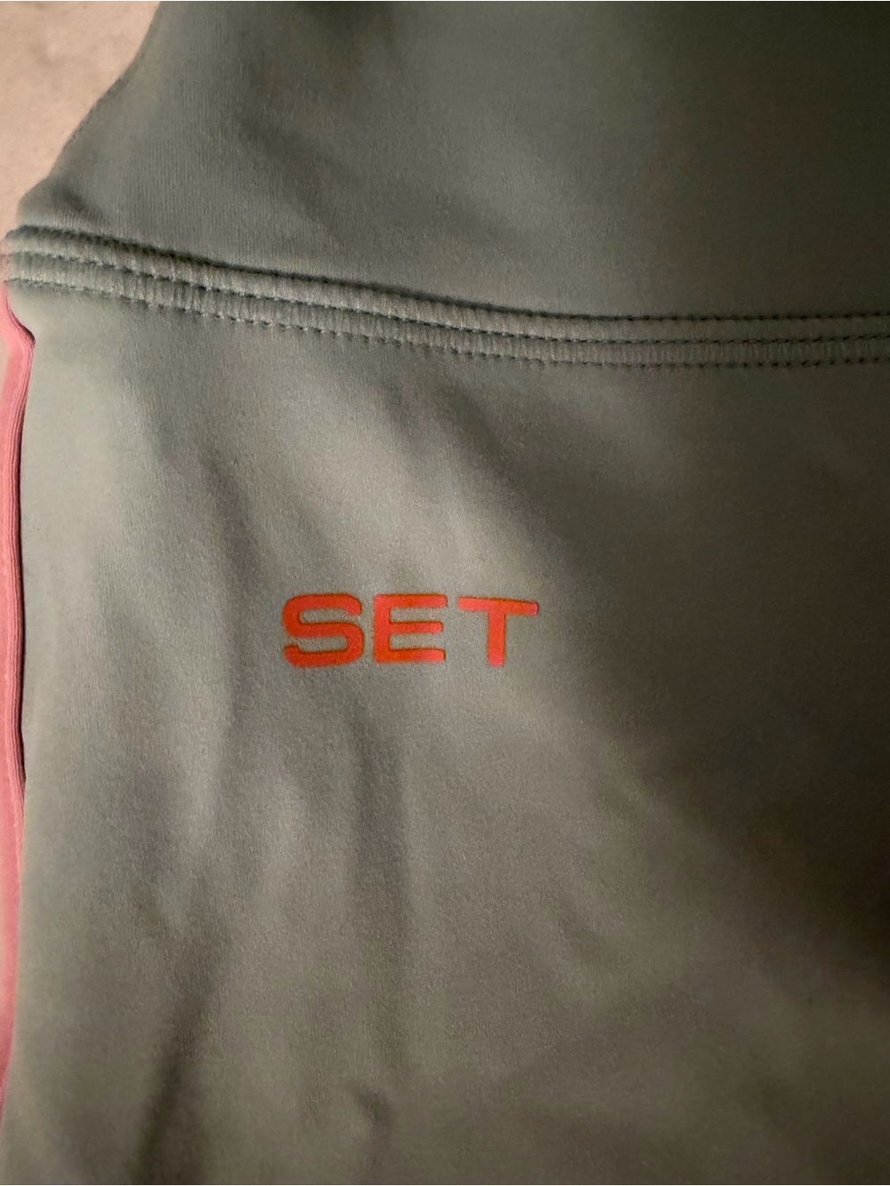 NWT SET Active Light Blue Bike Shorts and Sports Bra with Pink and Orange Trim - Picture 3 of 12